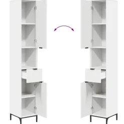 vidaXL Badkamer Kast Wit 31,5 x 33 x 190 cm Bewerkt hout, Metaal