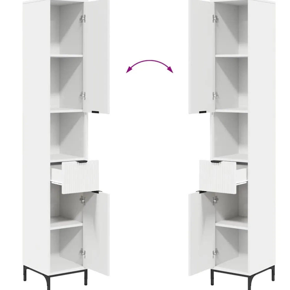 vidaXL Badkamer Kast Wit 31,5 x 33 x 190 cm Bewerkt hout, Metaal