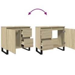 vidaXL Badkamerkast 65x33x60 cm bewerkt hout sonoma eikenkleurig