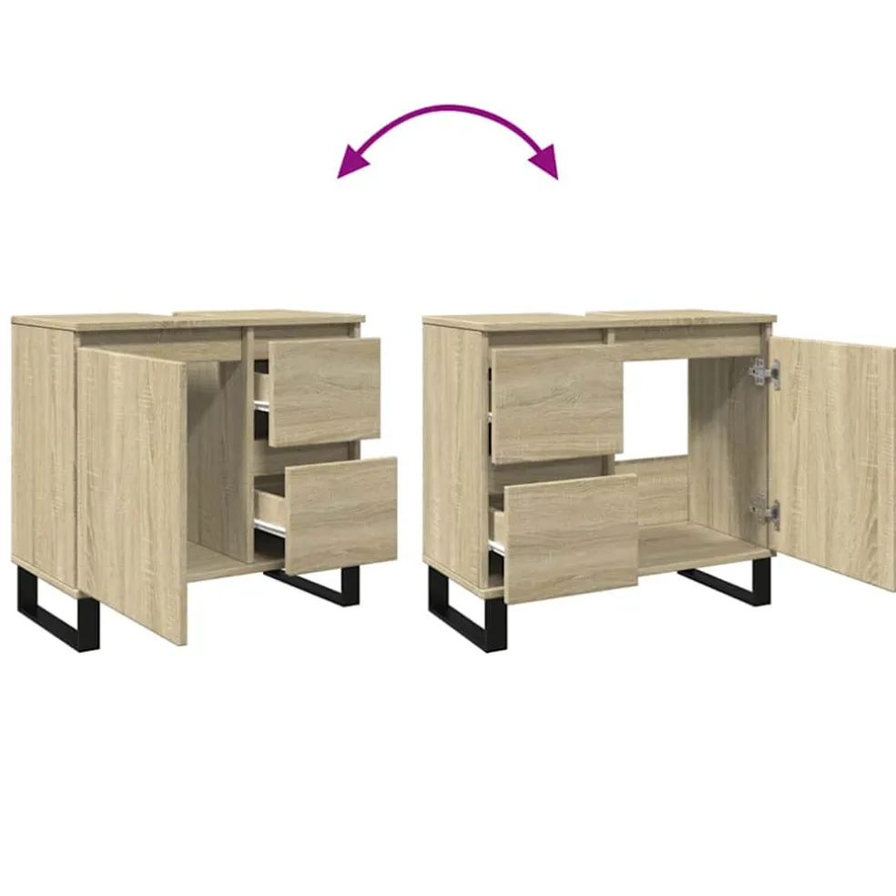 vidaXL Badkamerkast 65x33x60 cm bewerkt hout sonoma eikenkleurig