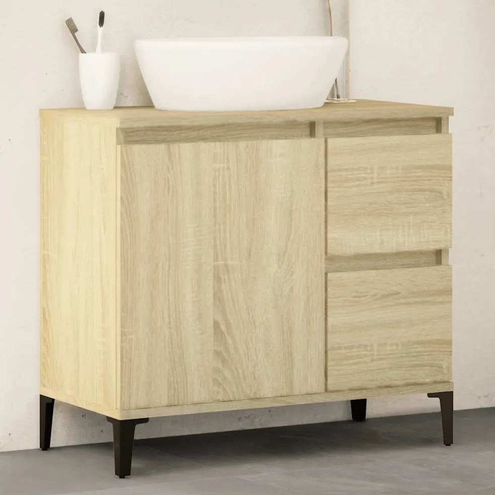 vidaXL Badkamerkast 65x33x60 cm bewerkt hout sonoma eikenkleurig