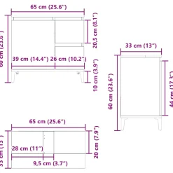 vidaXL Badkamerkast 65x33x60 cm bewerkt hout sonoma eikenkleurig