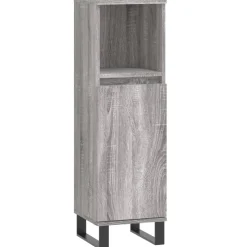 vidaXL Badkamerkast 30x30x100 cm bewerkt hout grijs sonoma eikenkleur