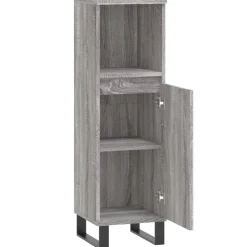 vidaXL Badkamerkast 30x30x100 cm bewerkt hout grijs sonoma eikenkleur