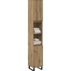 vidaXL Badkamerkast 30x30x190 cm bewerkt hout artisanaal eikenkleurig