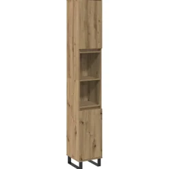 vidaXL Badkamerkast 30x30x190 cm bewerkt hout artisanaal eikenkleurig