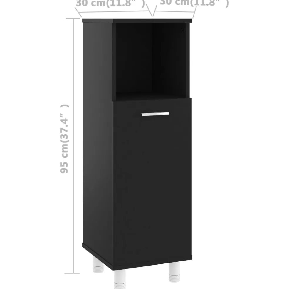 vidaXL Badkamerkast 30x30x95 cm bewerkt hout zwart