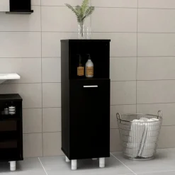 vidaXL Badkamerkast 30x30x95 cm bewerkt hout zwart