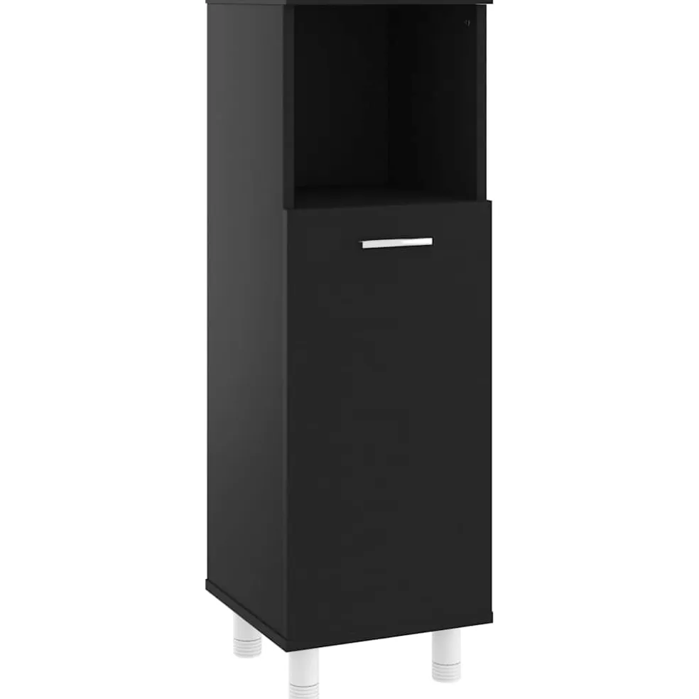 vidaXL Badkamerkast 30x30x95 cm bewerkt hout zwart