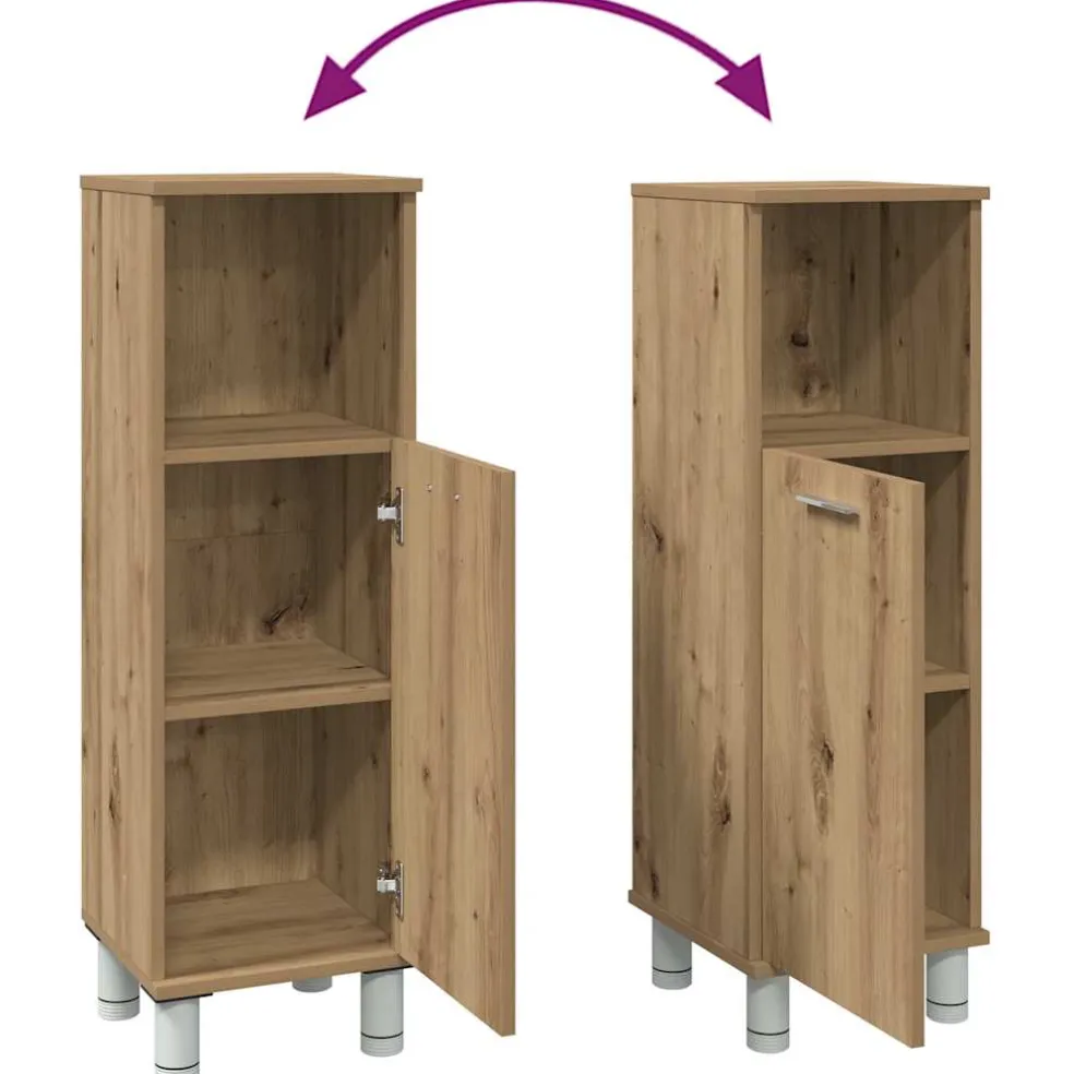 vidaXL Badkamerkast 30x30x95 cm bewerkt hout artisanaal eikenkleur