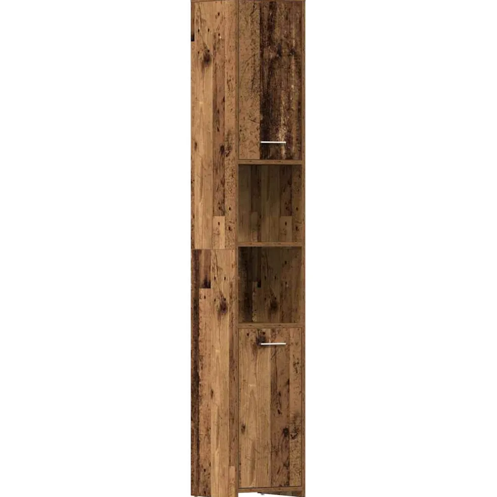 vidaXL Badkamerkast 30x30x183,5 cm bewerkt hout oud houtkleurig