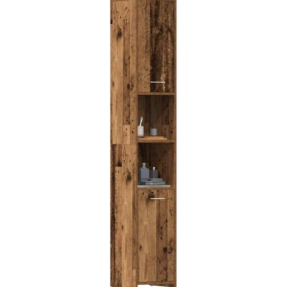 vidaXL Badkamerkast 30x30x183,5 cm bewerkt hout oud houtkleurig