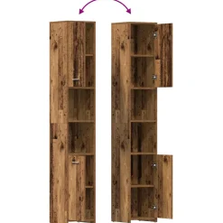 vidaXL Badkamerkast 30x30x183,5 cm bewerkt hout oud houtkleurig