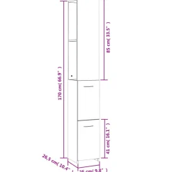 vidaXL Badkamerkast 25x26,5x170 cm bewerkt hout sonoma eikenkleurig