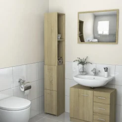 vidaXL Badkamerkast 25x26,5x170 cm bewerkt hout sonoma eikenkleurig