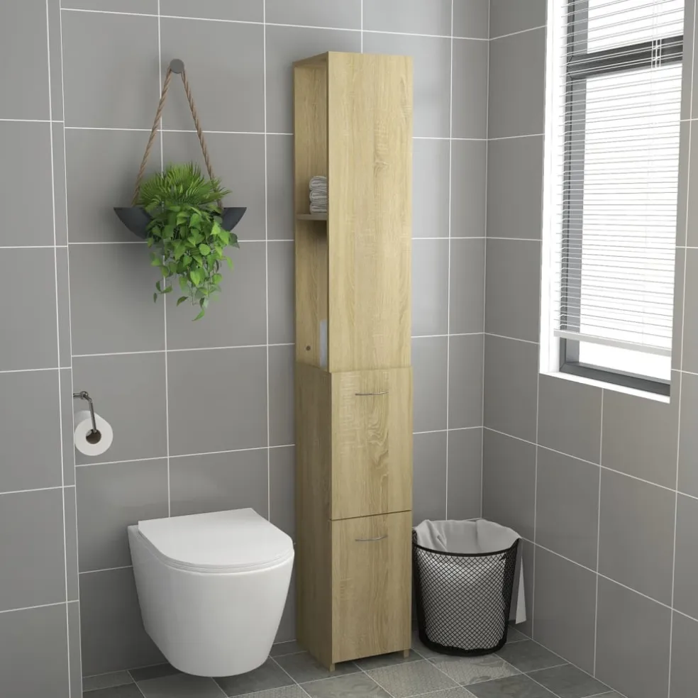 vidaXL Badkamerkast 25x26,5x170 cm bewerkt hout sonoma eikenkleurig