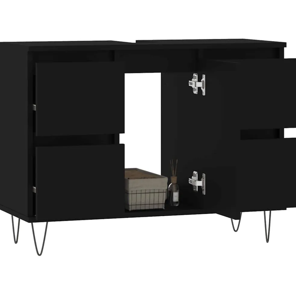 vidaXL Badkamerkast 80x33x60 cm bewerkt hout zwart