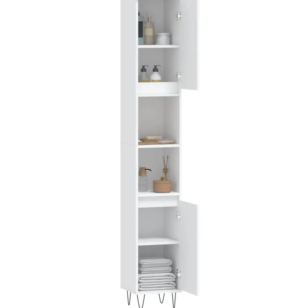 vidaXL Badkamerkast 30x30x190 cm bewerkt hout wit