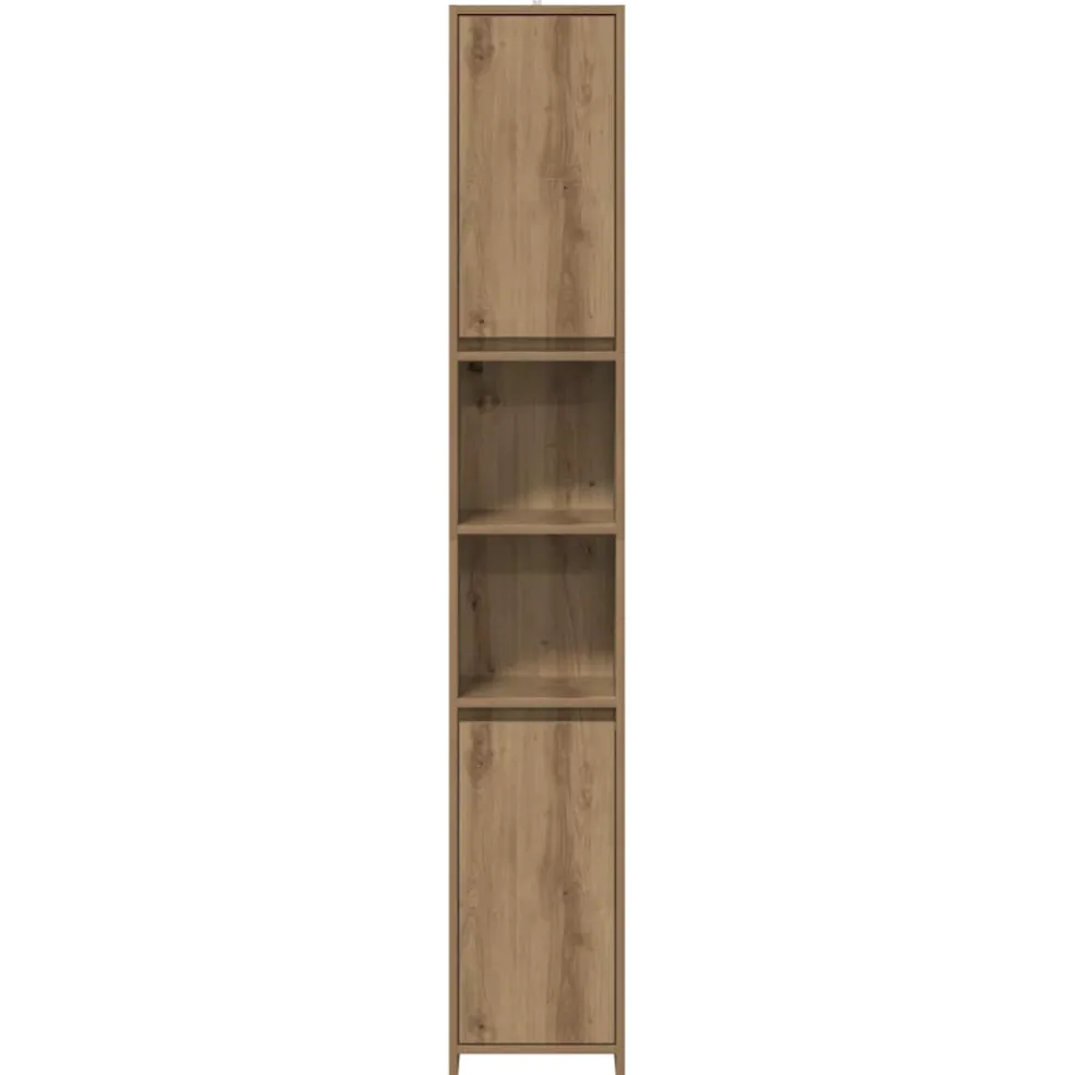 vidaXL Badkamerkast 30x30x183,5 cm bewerkt hout artisanaal eikenkleur