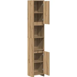 vidaXL Badkamerkast 30x30x183,5 cm bewerkt hout artisanaal eikenkleur