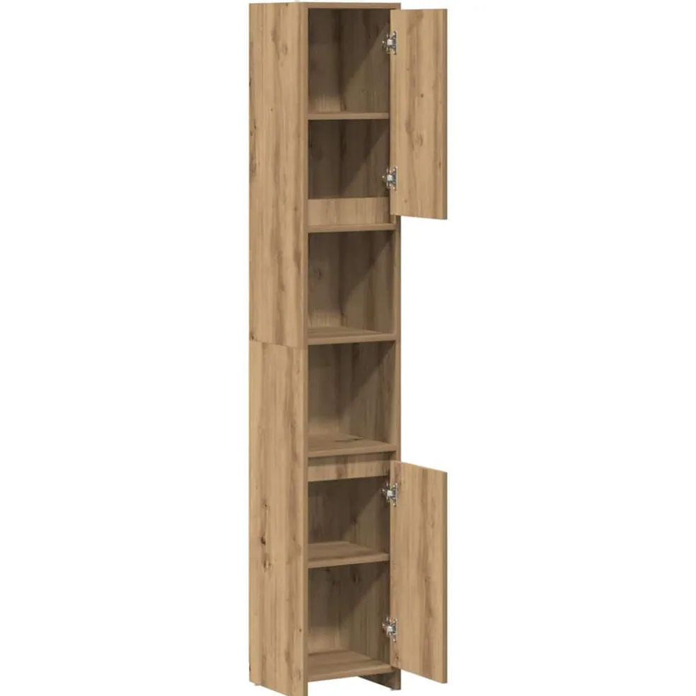 vidaXL Badkamerkast 30x30x183,5 cm bewerkt hout artisanaal eikenkleur