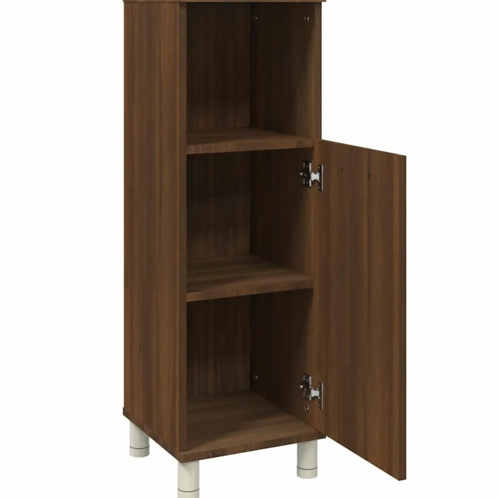 vidaXL Badkamerkast 30x30x95 cm bewerkt hout bruin eikenkleur
