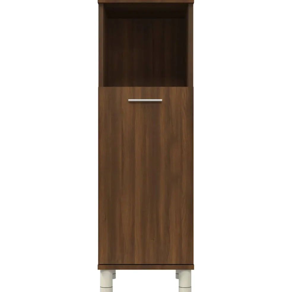 vidaXL Badkamerkast 30x30x95 cm bewerkt hout bruin eikenkleur