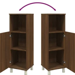vidaXL Badkamerkast 30x30x95 cm bewerkt hout bruin eikenkleur
