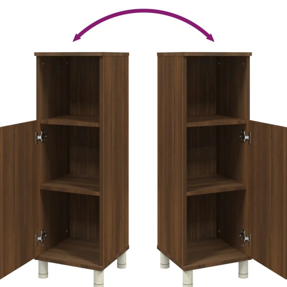 vidaXL Badkamerkast 30x30x95 cm bewerkt hout bruin eikenkleur