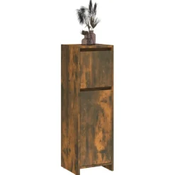 vidaXL Badkamerkast 30x30x95 cm bewerkt hout gerookt eikenkleurig