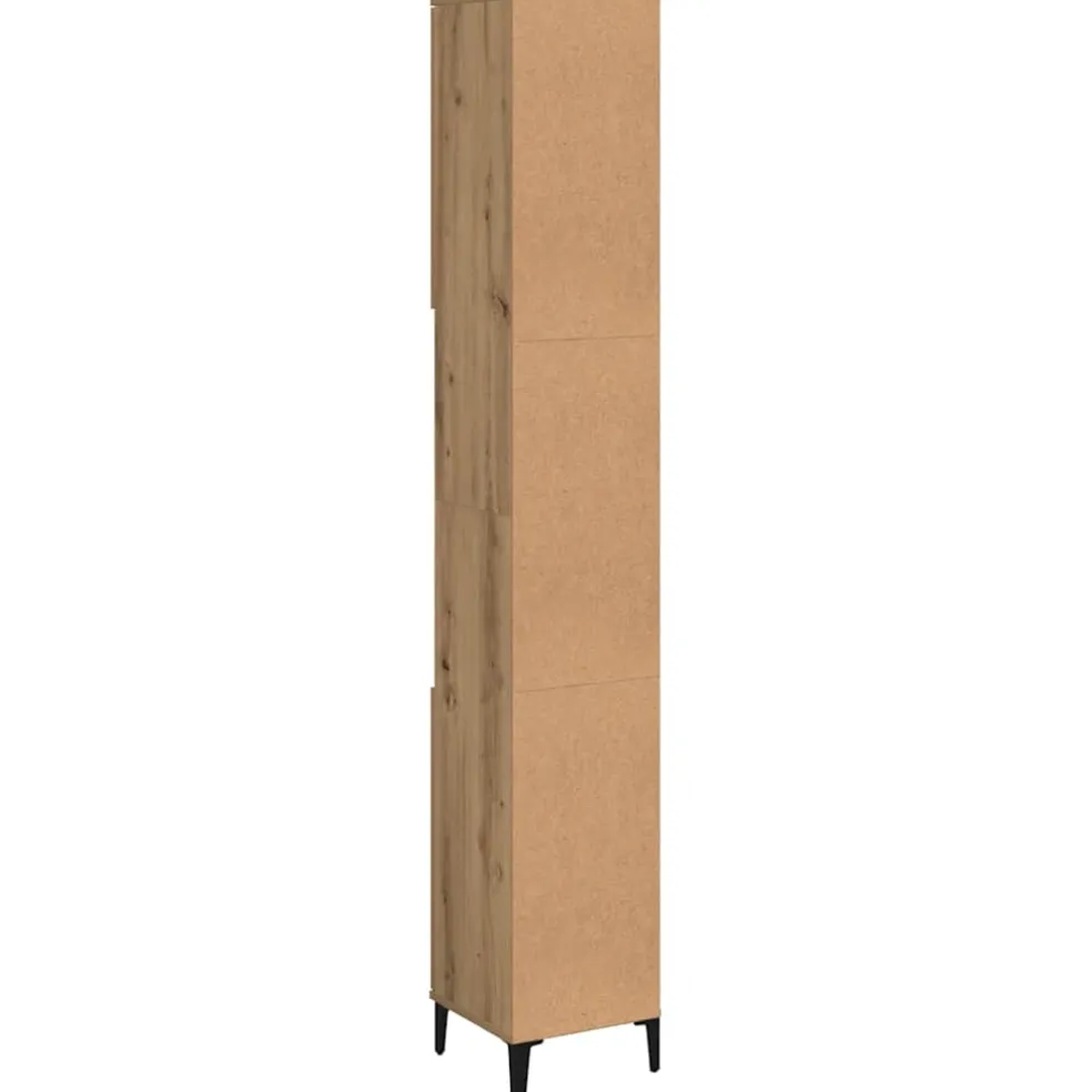 vidaXL Badkamerkast 30x30x190 cm bewerkt hout artisanaal eikenkleurig