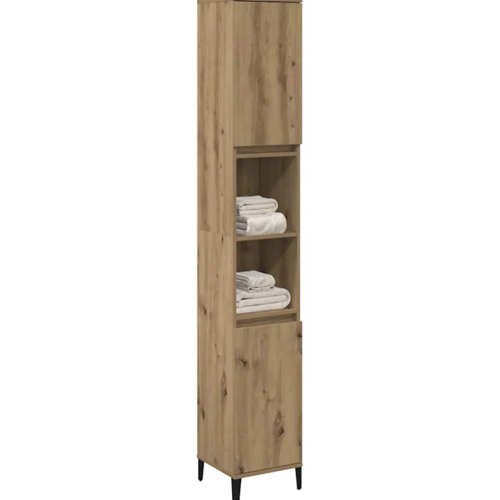 vidaXL Badkamerkast 30x30x190 cm bewerkt hout artisanaal eikenkleurig