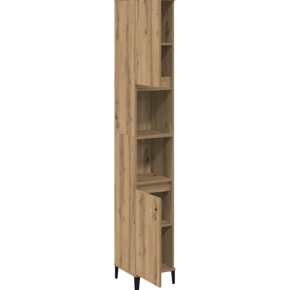 vidaXL Badkamerkast 30x30x190 cm bewerkt hout artisanaal eikenkleurig