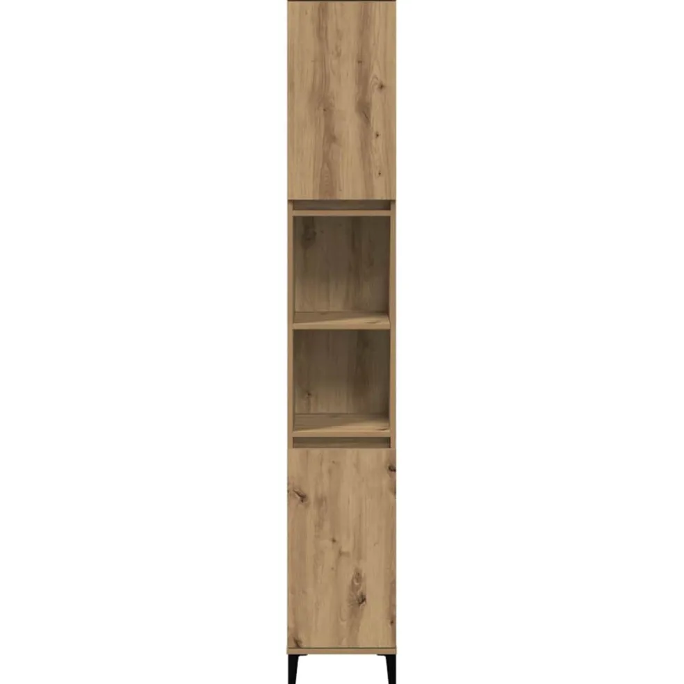 vidaXL Badkamerkast 30x30x190 cm bewerkt hout artisanaal eikenkleurig
