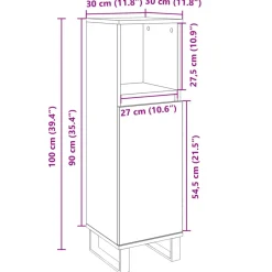 vidaXL Badkamerkast 30x30x100 cm bewerkt hout sonoma eikenkleurig