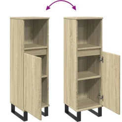 vidaXL Badkamerkast 30x30x100 cm bewerkt hout sonoma eikenkleurig