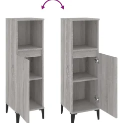 vidaXL Badkamerkast 30x30x100 cm bewerkt hout grijs sonoma eikenkleur