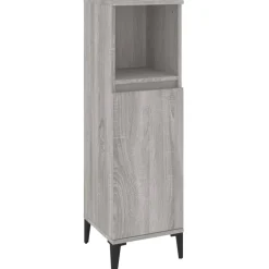 vidaXL Badkamerkast 30x30x100 cm bewerkt hout grijs sonoma eikenkleur