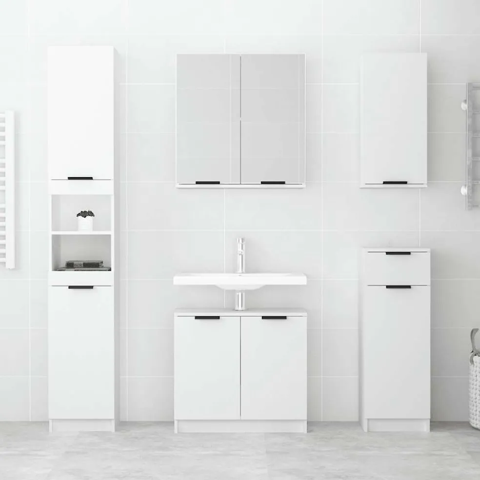 vidaXL Badkamerkast 32x34x188,5 cm bewerkt hout wit
