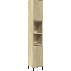 vidaXL Badkamerkast 30x30x190 cm bewerkt hout sonoma eikenkleurig