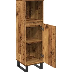 vidaXL Badkamerkast 30x30x100 cm bewerkt hout oud houtkleurig