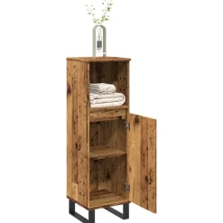 vidaXL Badkamerkast 30x30x100 cm bewerkt hout oud houtkleurig