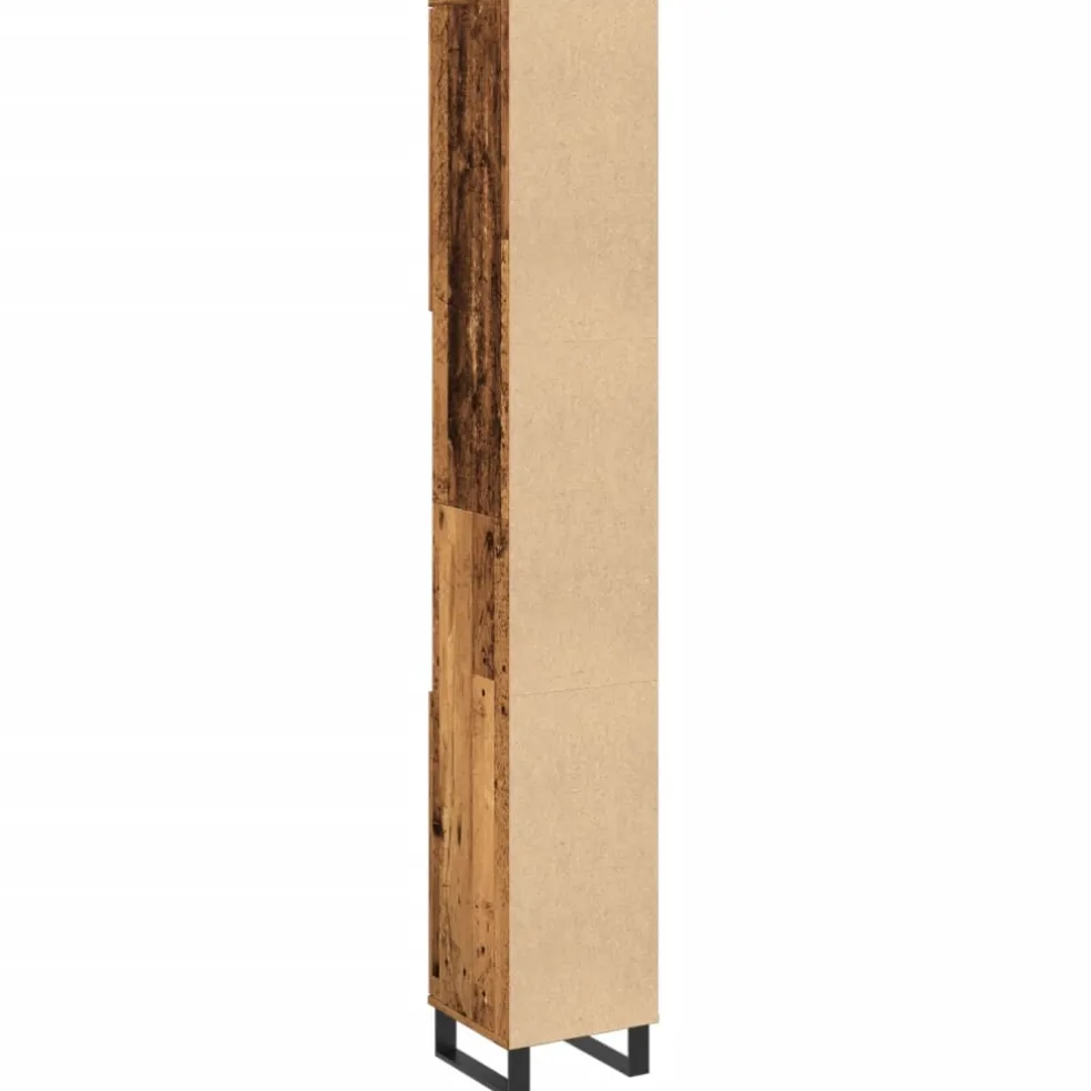 vidaXL Badkamerkast 30x30x190 cm bewerkt hout oud houtkleurig