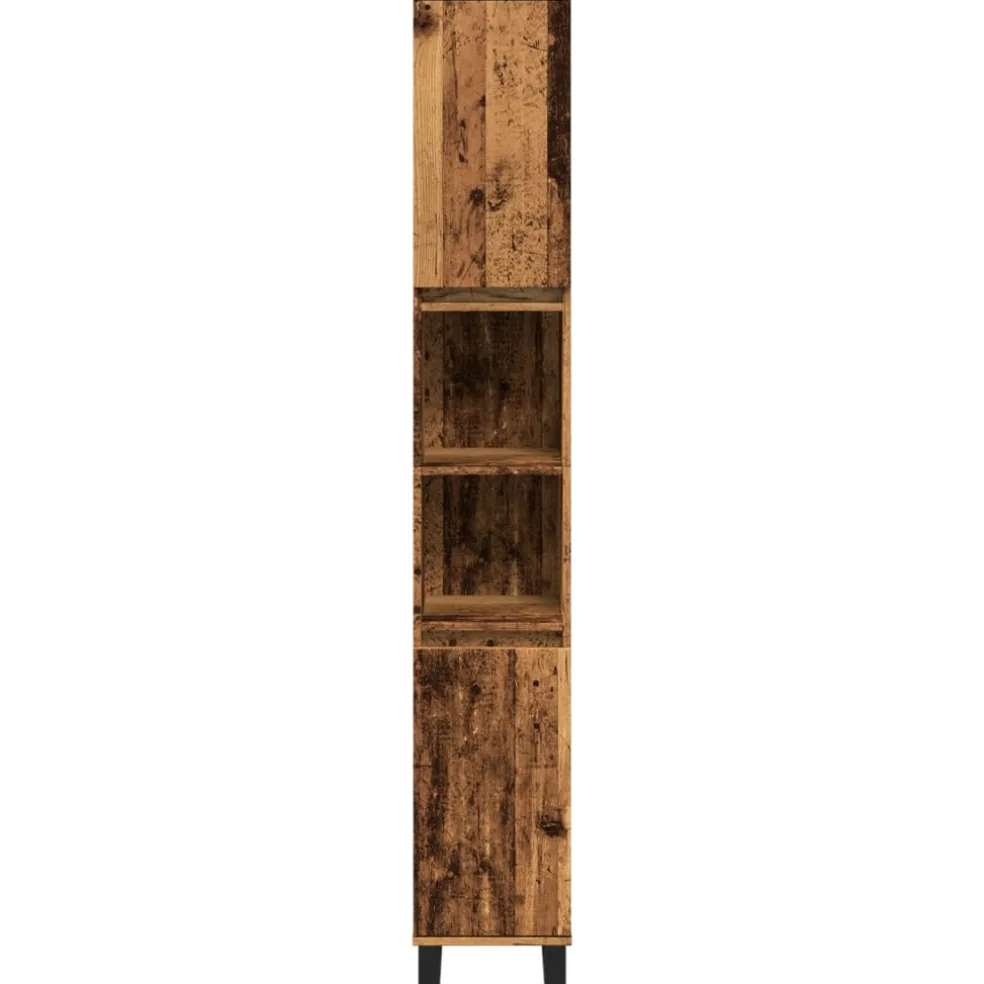 vidaXL Badkamerkast 30x30x190 cm bewerkt hout oud houtkleurig