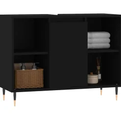 vidaXL Badkamerkast 80x33x60 cm bewerkt hout zwart