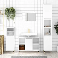 vidaXL Badkamerkast 80x33x60 cm bewerkt hout hoogglans wit