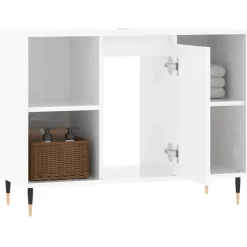 vidaXL Badkamerkast 80x33x60 cm bewerkt hout hoogglans wit