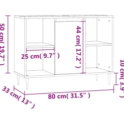 vidaXL Badkamerkast 80x33x60 cm bewerkt hout hoogglans wit