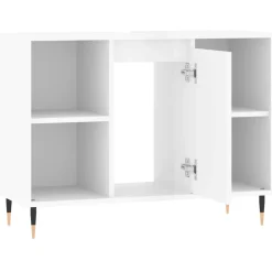 vidaXL Badkamerkast 80x33x60 cm bewerkt hout hoogglans wit