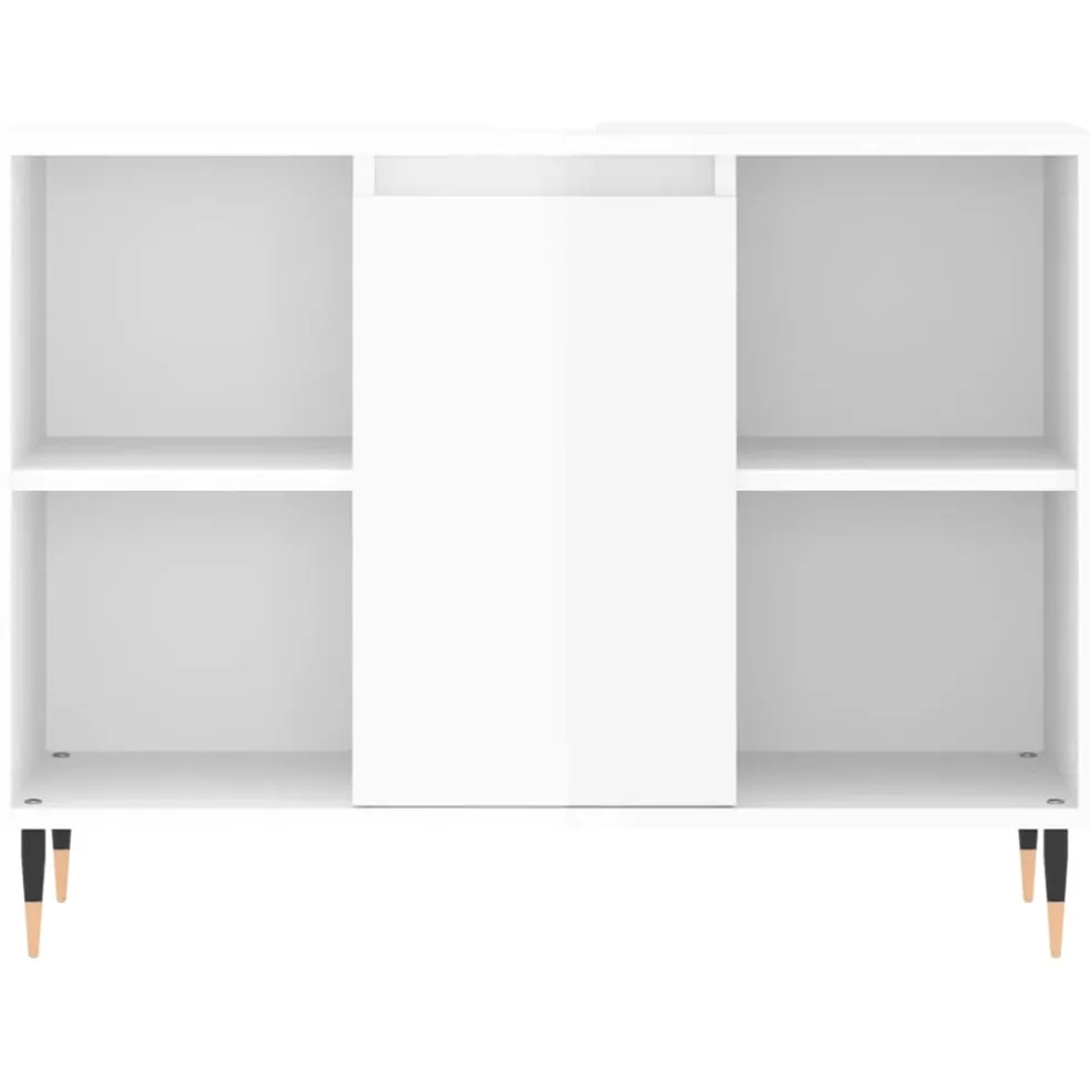 vidaXL Badkamerkast 80x33x60 cm bewerkt hout hoogglans wit